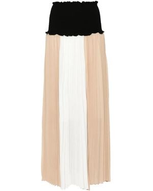 Twinset Colour-Block Pleated Midi Dress - Black
