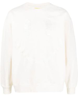Market Embroidered-Smiley Pullover Sweatshirt - White