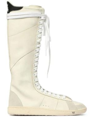 Patrizia Pepe Boxeur Skin Knee-High Lace-Up Trainers - White
