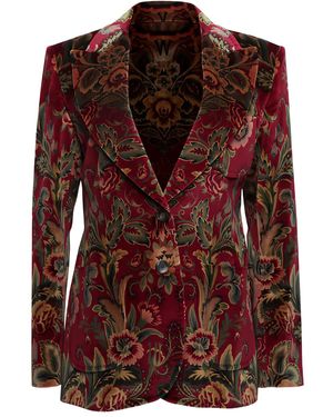 Etro Velvet Blazer With Floral Design - Red