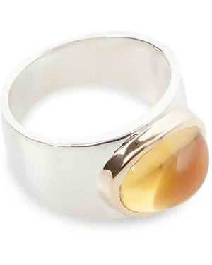 Pearls Before Swine Citrine Gemstone Ring - White