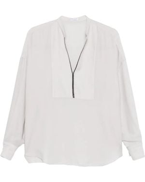 Brunello Cucinelli モニーレチェーン シルクブラウス - ホワイト