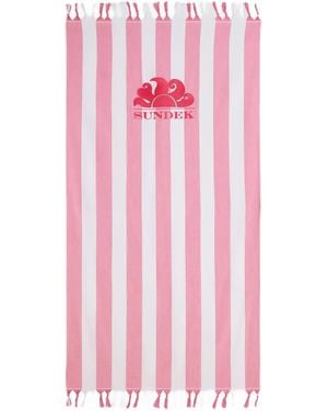 Sundek Striped Logo Towel - ピンク