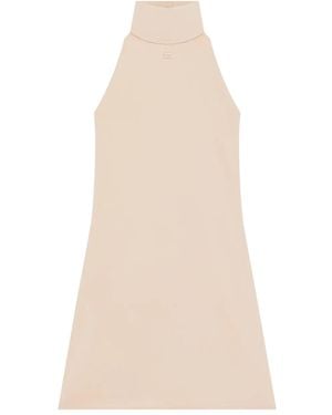 Courreges Halterneck Sleeveless Mini Dress - Natural
