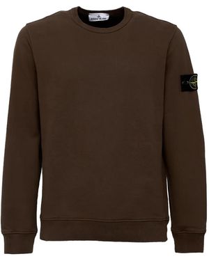 Stone Island Sweat 6100049 En Polaire De Coton Biologique Brossé - Brown