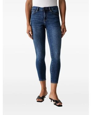 Fracomina Whiskered Cropped Jeans - Blue