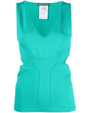 Alberta Ferretti Cut-Out Sleeved Knit Top - Blue