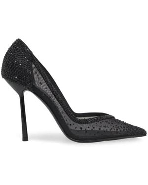 Le Silla Crystal-Embellished Mesh Heeled Court Shoes - Black