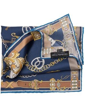 Elizabetta Like Clockwork Pocket Square - Blue