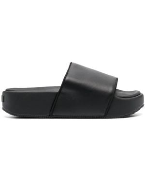 Y-3 Leather Flatform Slides - Men's - Rubber/calf Leather/fabric - Black