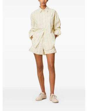 Ami Paris Striped Shorts - Natural