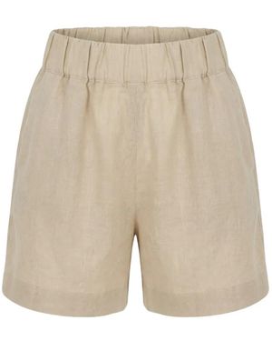 120% Lino Elasticated-Waist Linen Shorts - Natural