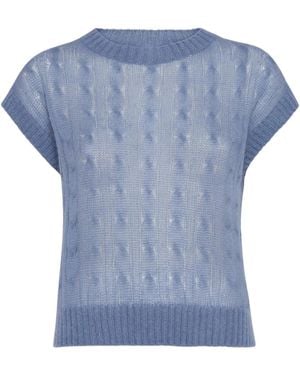 Brunello Cucinelli ケーブルニット トップ - ブルー