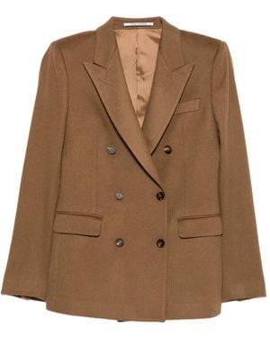 Tagliatore Double-Breasted Peak-Lapels Blazer - Brown