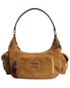 Miu Miu Sac Porté Épaule En Velours Côtelé - Metallic