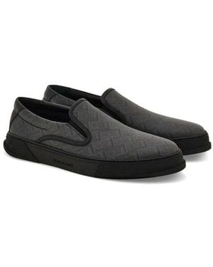 Ferragamo Embossed-Pattern Slip-On Trainers - Black
