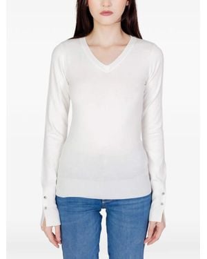 Guess V-Neck Sweater - White