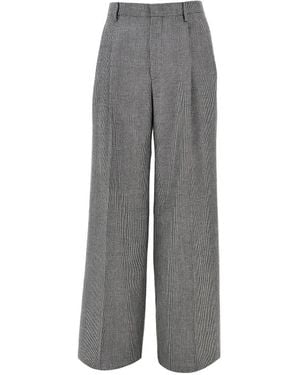 Tagliatore Houndstooth-Pattern Pleated Pants - Gray