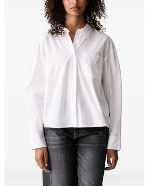 Joop! Logo-Embroidered Pleated-Back Shirt - White