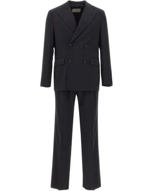 Manuel Ritz Double-Breasted Peak-Lapel Suit - Black