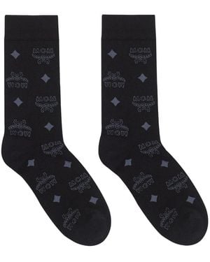 MCM Monogram-Pattern Knitted Socks - Black