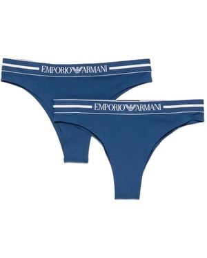 Emporio Armani Lot De Deux Slips À Taille Logo - Blue