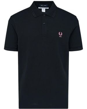 Comme des Garçons X Fred Perry Logo-Embroidered Tipped Polo Shirt - Black
