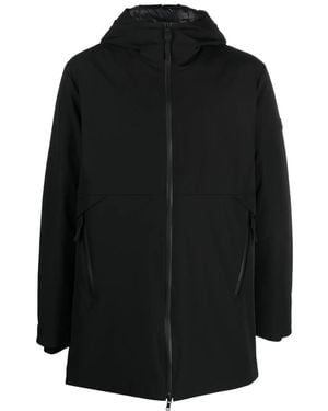 Peuterey Logo-Patch Hooded Coat - Black
