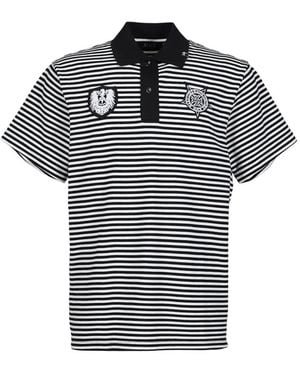 ALICE HOLLYWOOD Striped Patch-Detail Polo Shirt - Blue