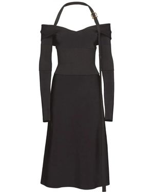 Ferragamo Off-Shoulder Midi Dress - Black