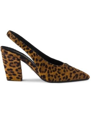 Prada Leopard-Print Pointed-Toe Court Shoes - Brown