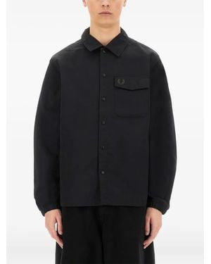Fred Perry Logo-embroidered shirt jacket - Schwarz