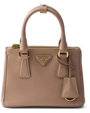 Prada ガレリア サフィアーノレザー ミニバッグ - ブラウン