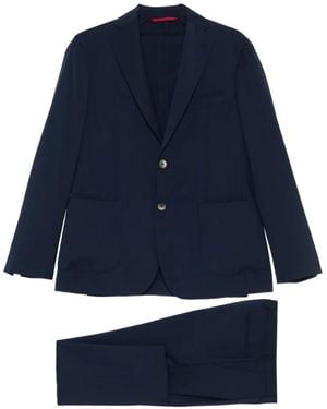 VELA SHOP Single-Breasted Patch-Pocket Suit - Blue