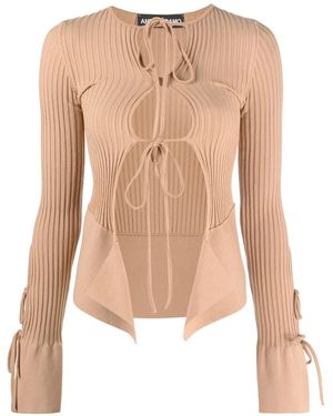 ANDREADAMO Ribbed-Knit Long-Sleeve Top - White