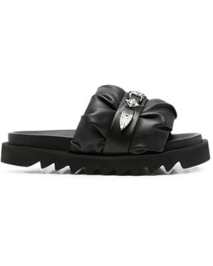 Toga Ruched Metal-Embellished Sandals - Black
