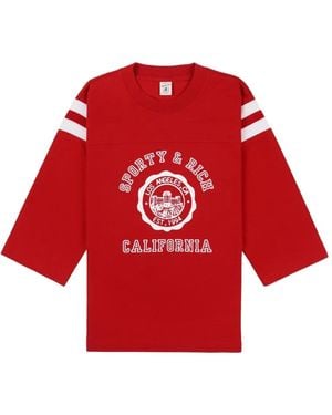 Sporty & Rich Striped Graphic Top - Red