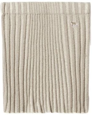 Maison Kitsuné Ribbed-Knit Logo-Patch Mini Skirt - Natural
