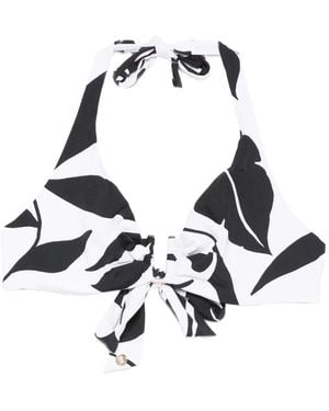 Max Mara Avena Floral Knot Bikini Top - White