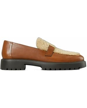 Tory Burch Leelee Shearling Lug Loafers - Brown