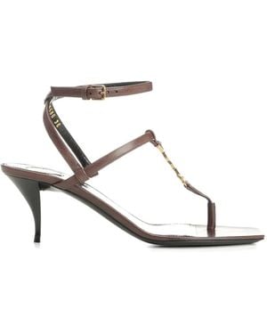 Saint Laurent Logo-Detail Heeled Sandals - White