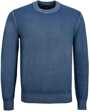 HUGO Astefo Crew-Neck Sweater - Blue