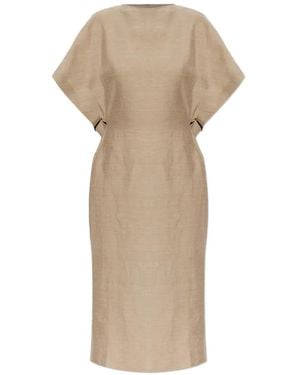 Jacquemus Vestido Midi De Lino Con Abertura En La Parte Posterior - Neutro