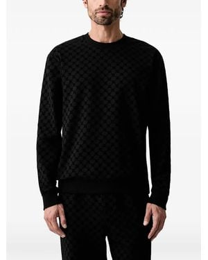 Joop! Monogram-Patterned Crew-Neck Sweatshirt - Black
