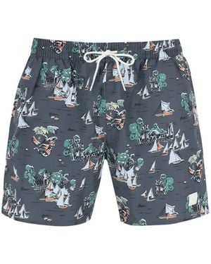 BOSS Zwembroek Met Print - Blauw