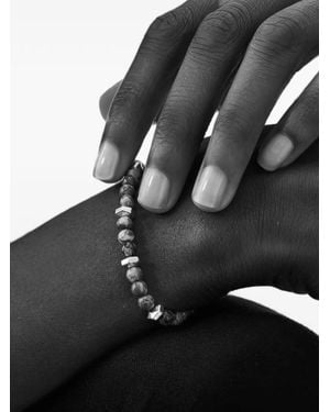 SABOTEUR Pulsera En Plata De Ley Con Cuentas Jaspeadas - Negro