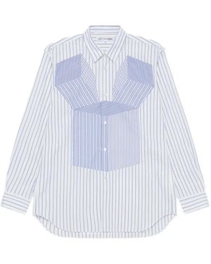 Comme des Garçons Striped Panelled Shirt - White