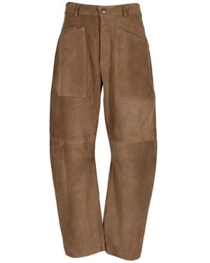Giorgio Brato Suede Panelled Trousers - Natural