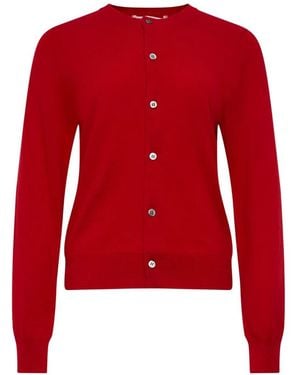 Comme des Garçons Rib-Trim Button Cardigan - Red