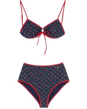 Valentino Garavani Cherryfic-Print Bikini - Blue